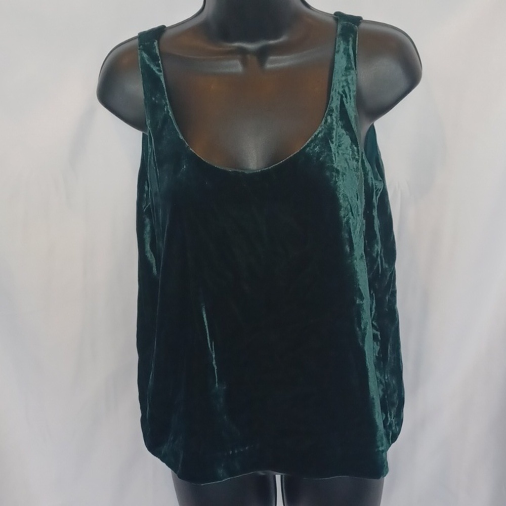 J. Crew VELVET DARK GREEN TANK TOP, NWT, sz 2